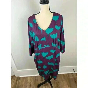 White Stuff UK Women's Midi Dress Size 16UK Purple Teal Pockets Half Sleeve L